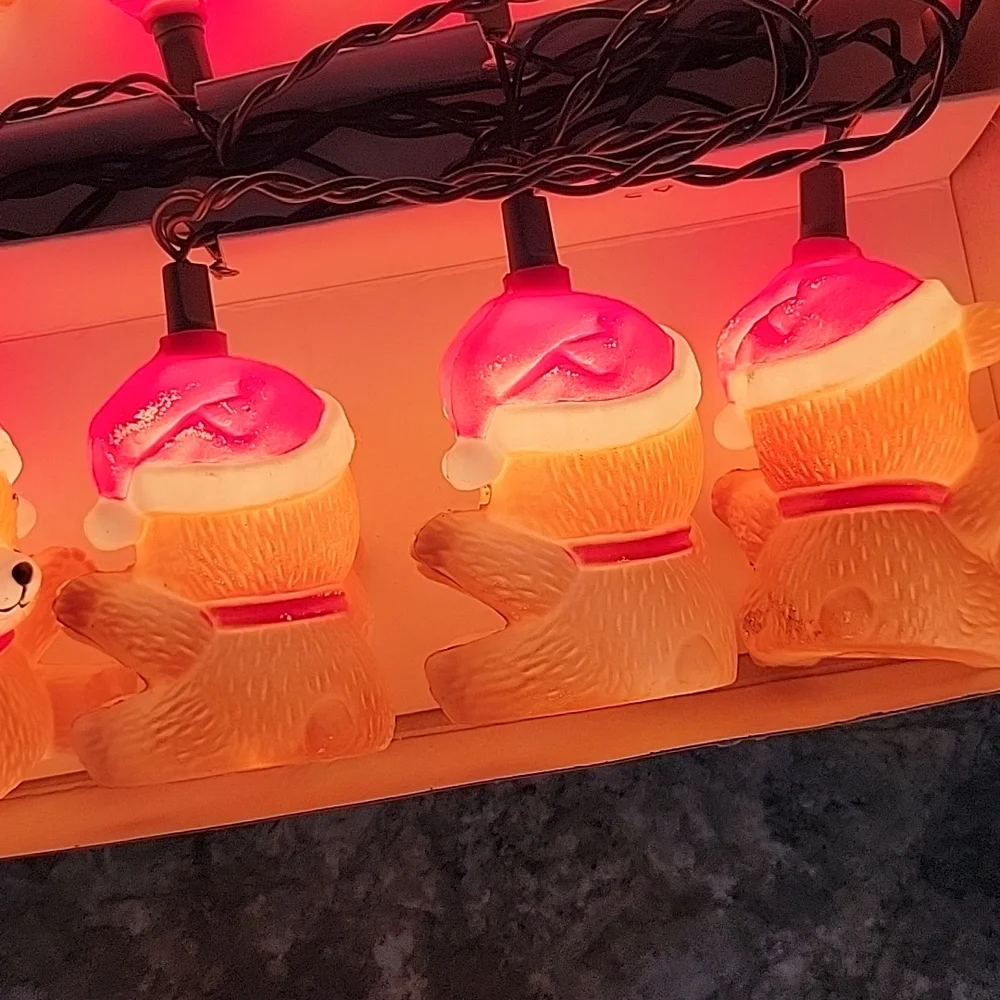 Vintage | Santa Bear Blow Mold String Lights